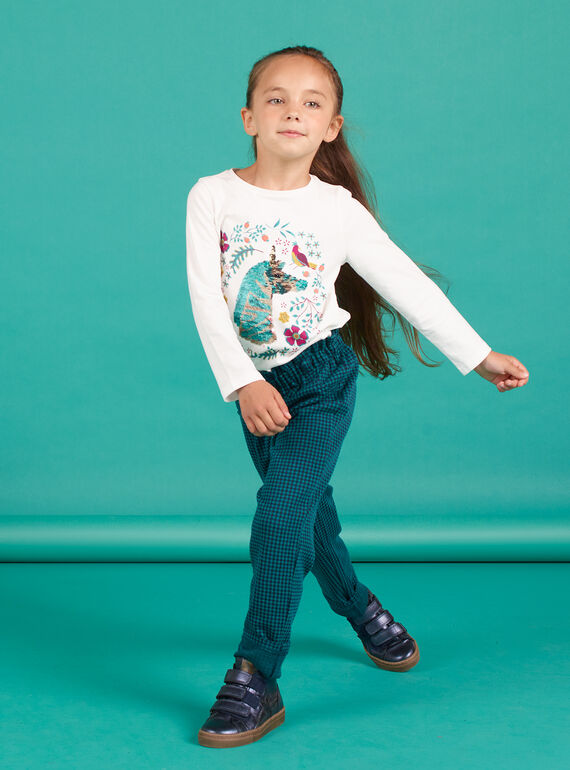 Pantalón paperbag de punto milano de cuadros para niña MATUPANT / 21W901K1PAN070