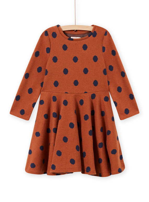Vestido de punto de color caramelo de lunares para niña MACOMROB2 / 21W901L3ROB420