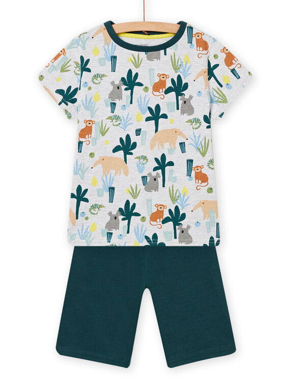 Pijama de color crudo y azul petróleo con estampado de selva para niño NEGOPYCJUN / 22SH12H4PYJ003