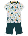 Pijama de color crudo y azul petróleo con estampado de selva para niño NEGOPYCJUN / 22SH12H4PYJ003