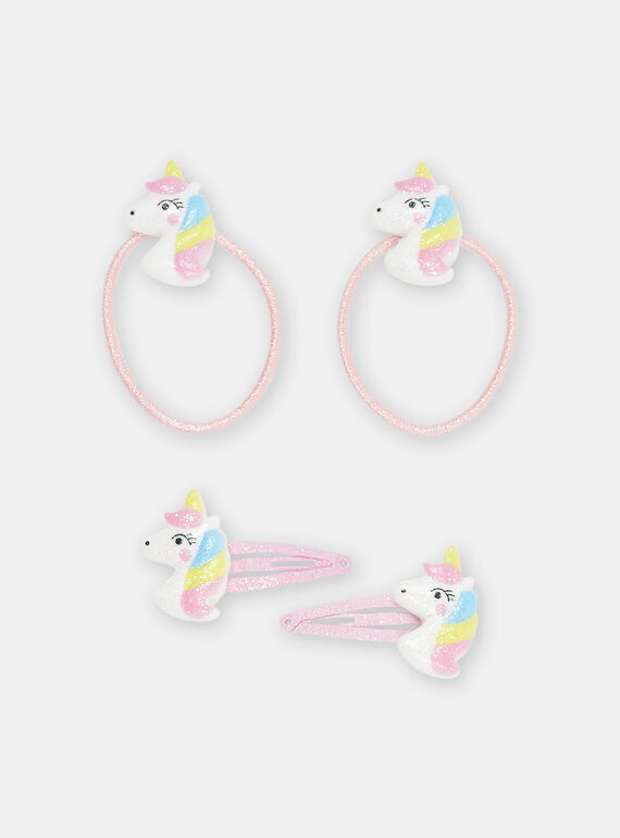 2 gomas y 2 horquillas rosas a juego para niña SYAJOCLIP7 / 23WI018CBRT099
