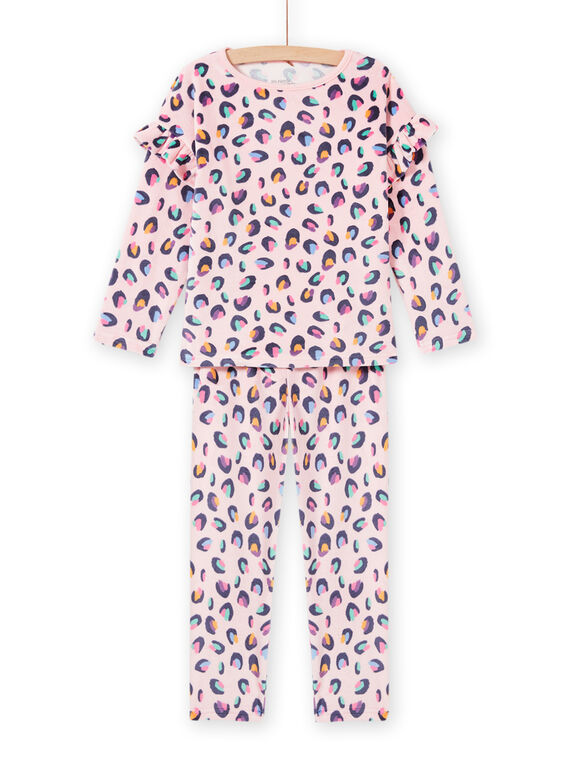 Pijama de terciopelo rosa con estampado de pantera para niña MEFAPYJBOX / 21WH1197PYJ309