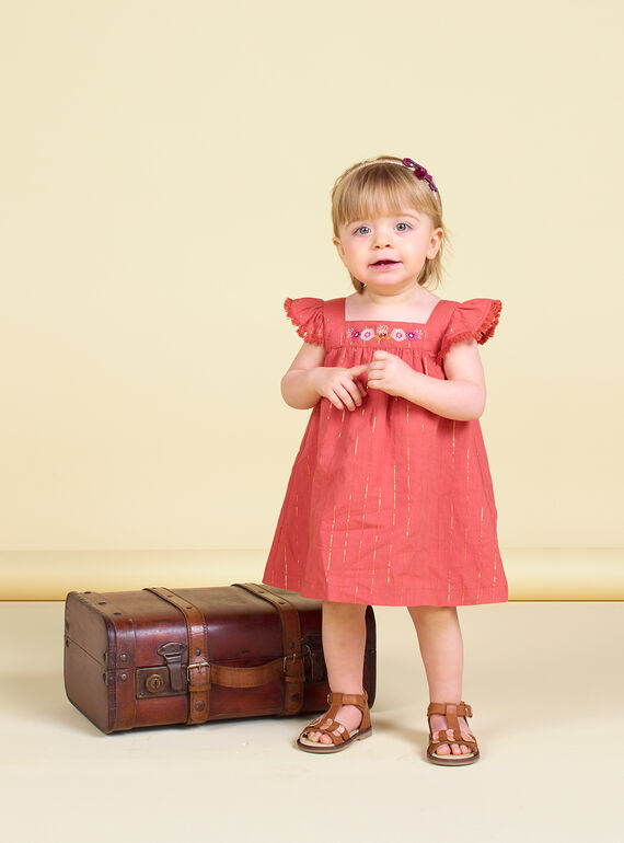 Vestido marrón para bebé niña LITERROB1 / 21SG09V3ROBF519