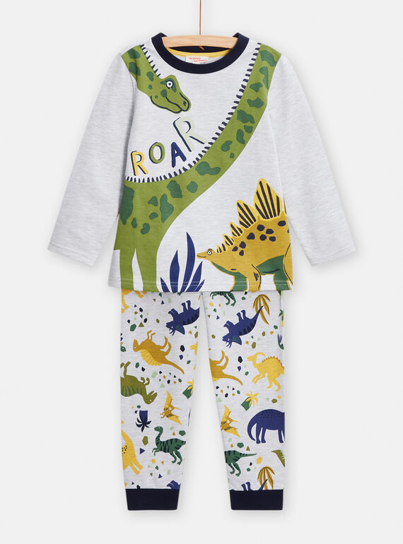 Pijama gris jaspeado con estampado de dinosaurios para niño TEGOPYJROAR / 24SH1245PYJJ920