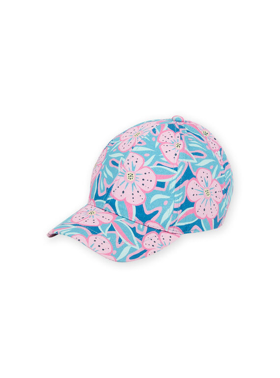 Gorra azul petróleo con estampado floral para niña NYACAP1 / 22SI01C3CHA715