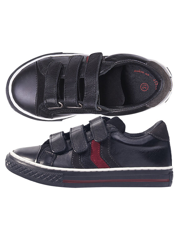 Zapatillas de piel de color negro para niño GGBASBLACK / 19WK36IBD3F090
