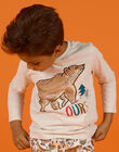 Camiseta de color beige jaspeado con estampado de oso para niño MOSAUTEE5 / 21W902P5TMLA013