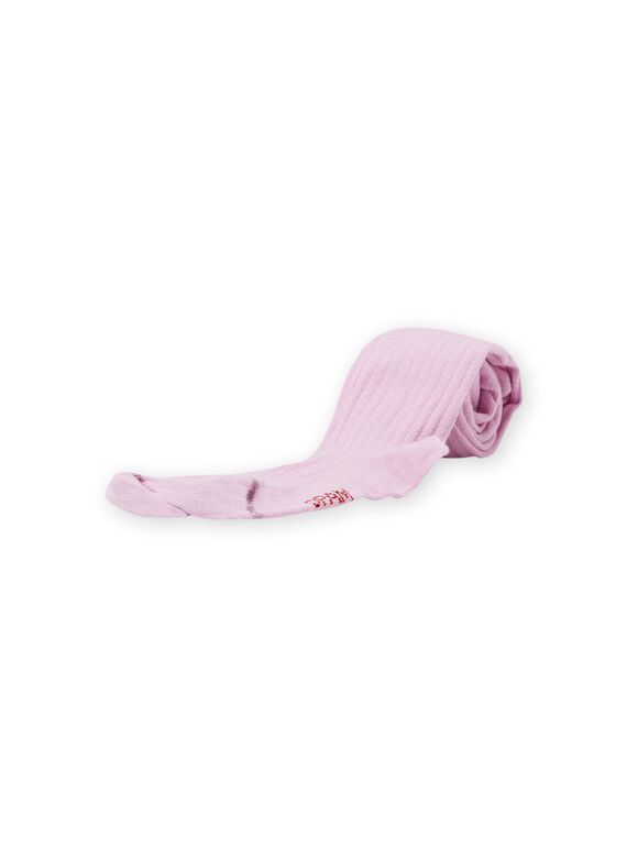 Leotardos lisos de color rosa y lila de canalé para niña MYAJOCOL5 / 21WI011CCOLH700