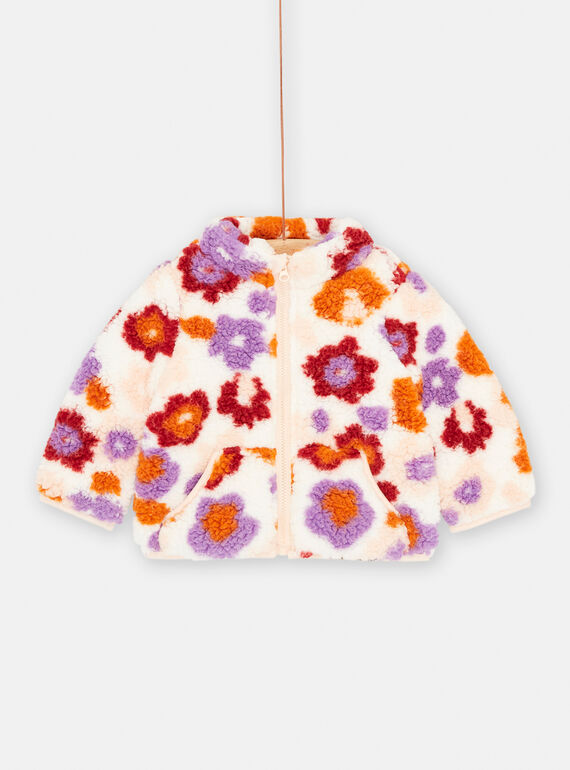 Cárdigan de color crudo de sherpa para bebé niña SIKHOCAR3 / 23WG09Q1CAR001