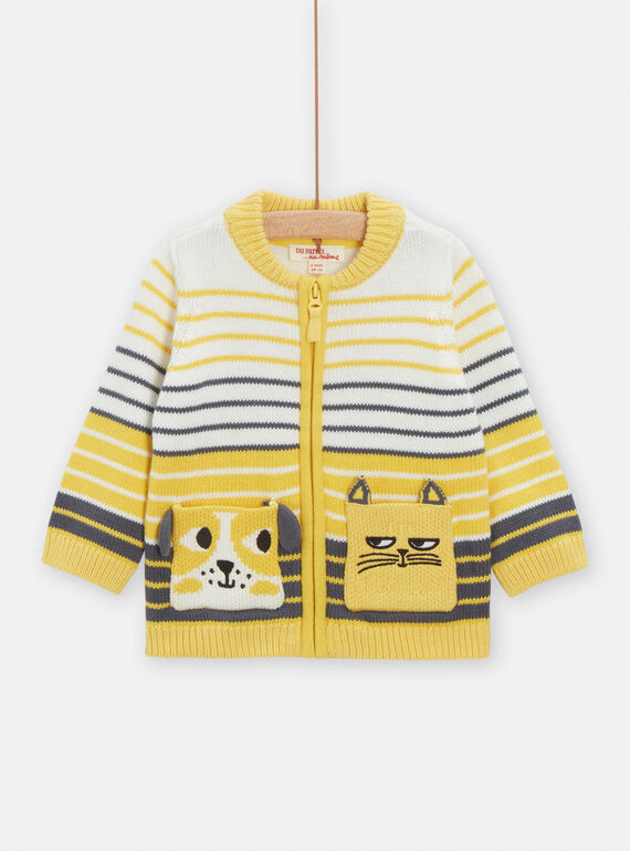 Cárdigan de color amarillo con estampado de rayas para bebé niño TULIGIL / 24SG10T1GIL001