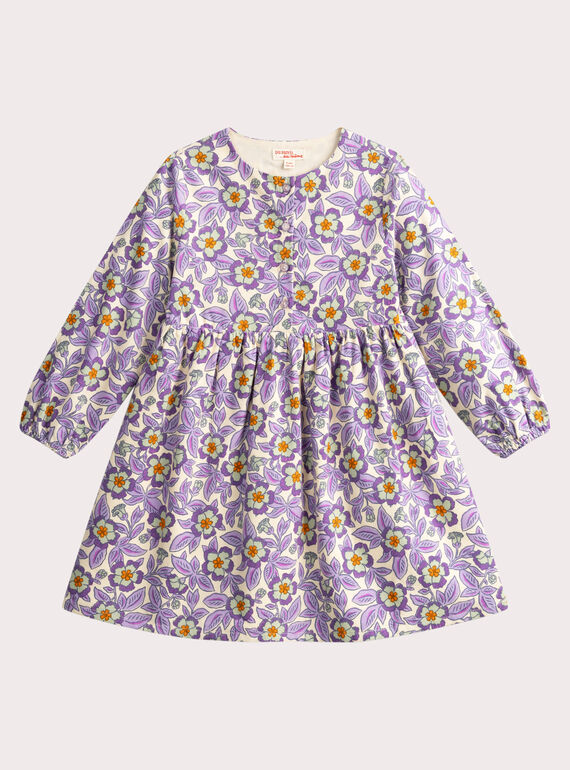 Vestido de pana con estampado floral morado para niña VAPEROB1 / 24W901R2ROB005