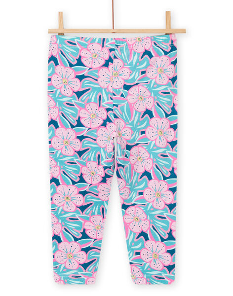 Leggings de color azul y rosa, con estampado floral, para niña NYAFICLEG / 22SI01U1CAL715