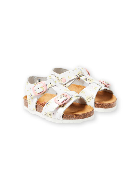Sandalias de color blanco con hebillas y estampado de piñas para bebé niña LBFNUANAS / 21KK3751D0E000