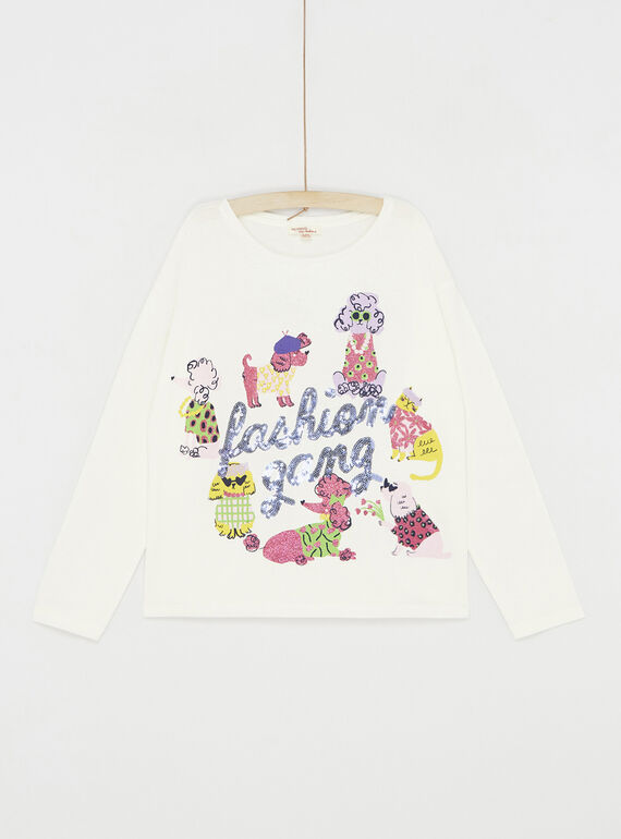 Camiseta color crudo con dibujo de perros y gatos SALINTEE1 / 23W901H1TML001
