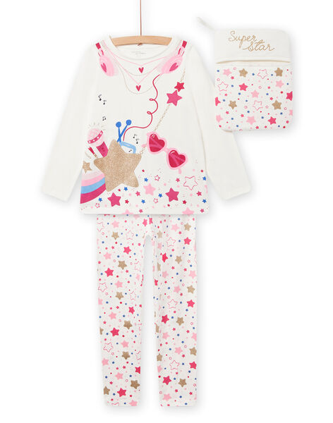 Pijama de color crudo super-star para niña NEFAPYJSTA / 22SH11F2PYG001