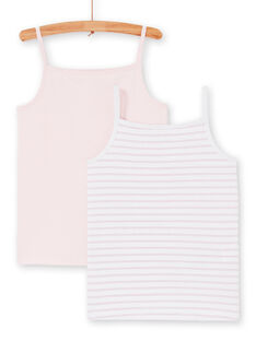 Pack de 2 camisetas de tirantes de color rosa y blanco, para niña LEFADELFRU / 21SH1122HLI301