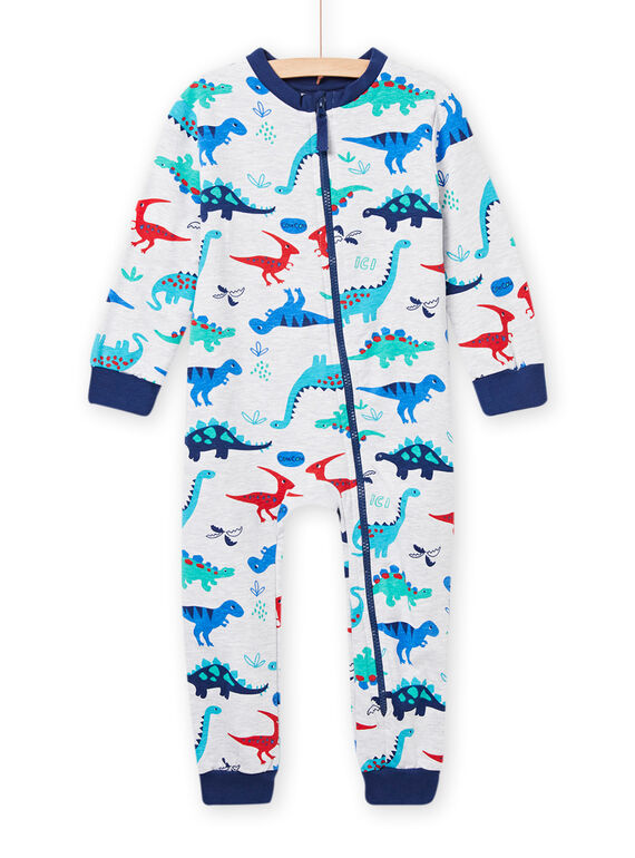 Sobrepijama de color gris jaspeado con estampado de dinosaurio para niño MEGOCOMBI / 21WH1281D4FJ920