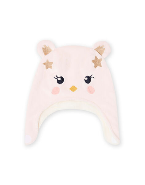 Gorro de color rosa con estampado de gato soft boa para bebé niña MYINOBON / 21WI0963BOND322