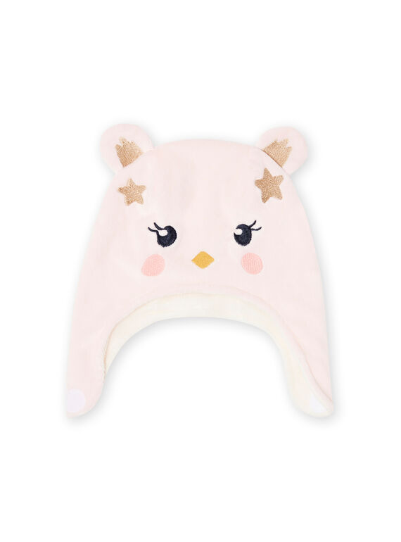 Gorro de color rosa con estampado de gato soft boa para bebé niña MYINOBON / 21WI0963BOND322