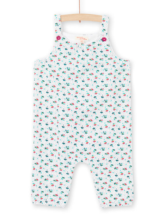 Peto de color crudo y azul con estampado floral para bebé niña MITUCOMB / 21WG09K1CBL001