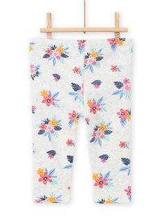 Pantalón de chándal de color gris jaspeado con estampado floral para bebé niña MIPLABAJOG / 21WG09O1JGBJ920