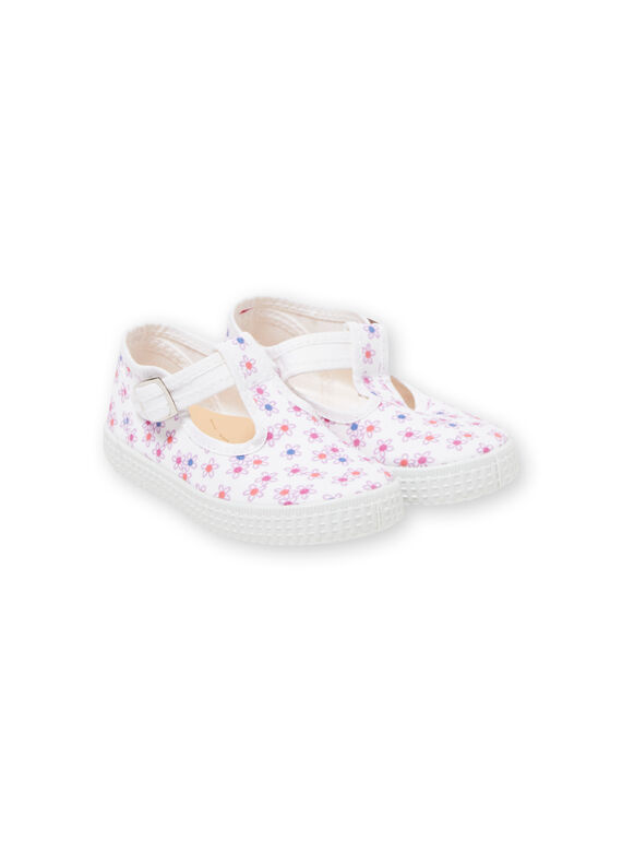Salomés de tela blancos con estampado floral para bebé niña LBFSALFLEUR / 21KK3743D17000