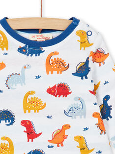 Camiseta reversible de algodón con estampado de dinosaurios, de color blanco y rojo, para bebé niño LUCANTEE2 / 21SG10M2TML000