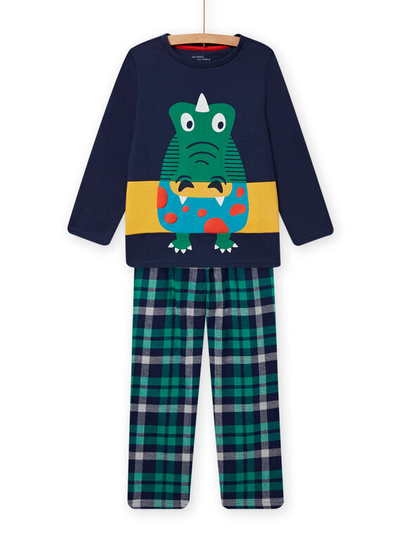 Pijama azul noche y verde para niño NEGOPYJCRO / 22SH12G6PYJ705