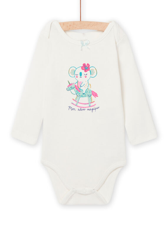 Body de color crudo con estampado de koala de fantasía para bebé niña NEFIBODKOA / 22SH13I4BDL001