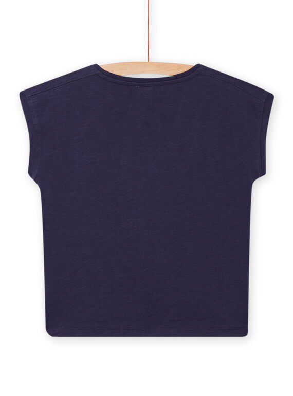Camiseta de color azul marino con dibujo de cebra para niña NALUTI2 / 22S901P1TMC070