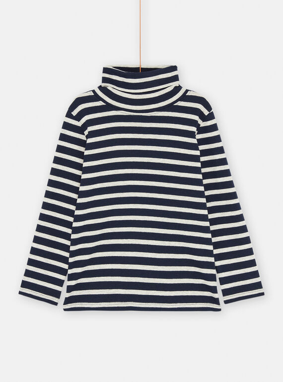 Jersey fino azul noche y blanco con estampado de rayas para niño SOJOSOUP3 / 23W902N2SPL705