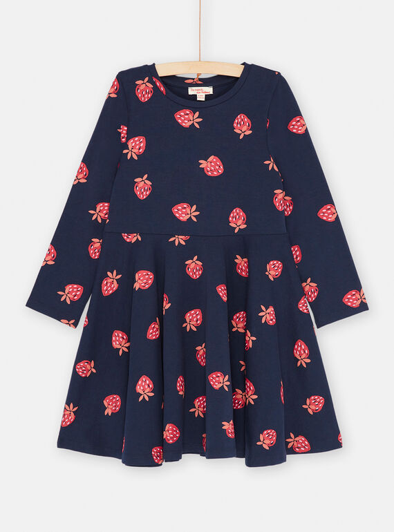 Vestido azul marino con estampado de fresas SAJOROB1 / 23W901G4ROB070
