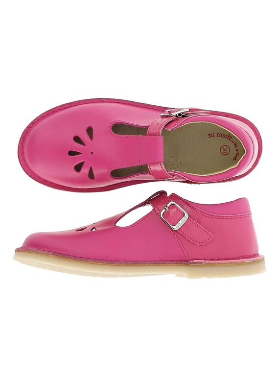 Girls' leather T-bar shoes CFSALSIE3 / 18SK35W3D3H304