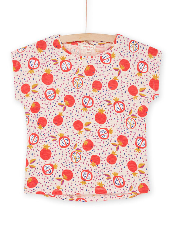 Camiseta rosa empolvado con estampado de frutas y lunares RAJOTI6 / 23S901Z2TEED327