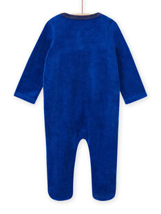 Pelele azul con estampado de cebra de terciopelo para bebé niño MEGAGREZEB / 21WH1491GRE217
