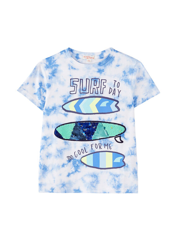 Camiseta de tie-dye de color azul para niño JOQUATI4 / 20S902R4TMC000