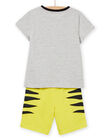 Pijama gris jaspeado y amarillo con estampado de tigre para niño NEGOPYCLEO / 22SH12H9PYJJ922