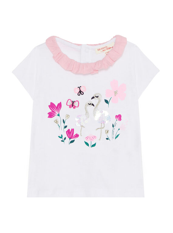 Camiseta de manga corta y cuello avolantado para bebé niña JIPOEBRA / 20SG09G1BRA000