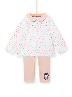 Conjunto de blusa y leggings con estampado de corazones para recién nacida NOU1ENS1 / 22SF0342ENS000