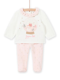 Pijama bicolor de terciopelo con estampado de Navidad para bebé niña MEFIPYJNO / 21WH13F1PYJD329