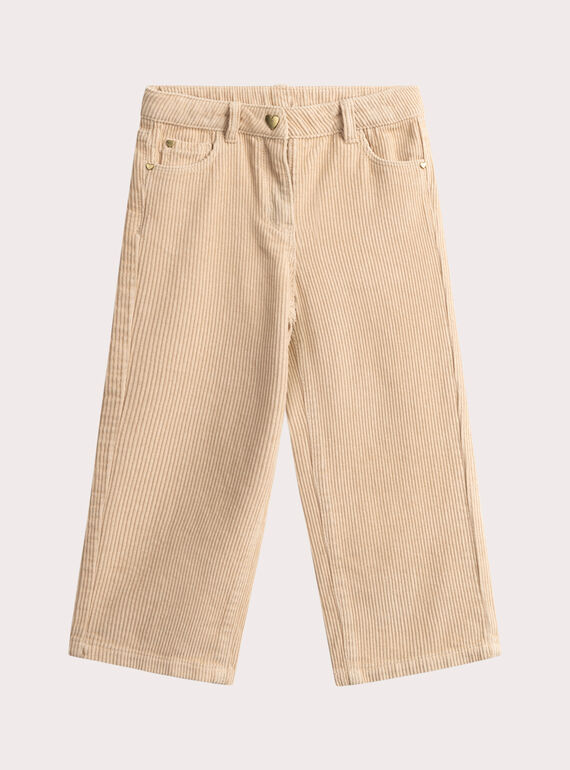 Pantalones rectos de pana rosa pálido para niña  VABAPANT1 / 24W901Q1PAN808