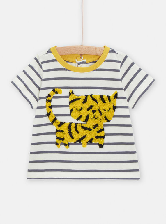Camiseta de color crudo con estampado de rayas y de tigre para bebé niño TULITI2 / 24SG10T2TMC001