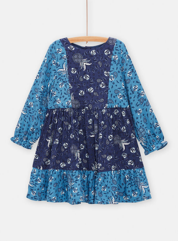 Vestido azul con estampado de cachemir estilo patchwork para niña TADEROB1 / 24S901J1ROBC220