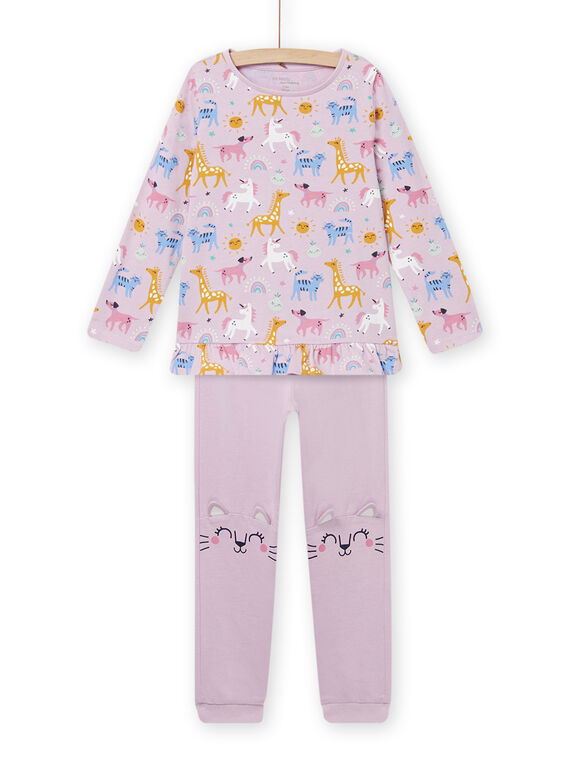 Pijama de camiseta y pantalón parma con estampado de animales para niña NEFAPYJSUN / 22SH11G4PYJ320