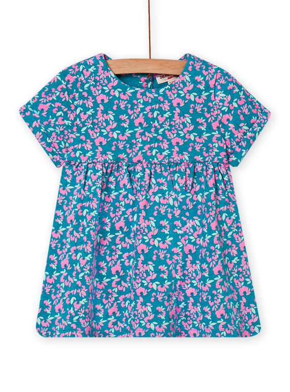 Vestido turquesa con estampado floral para bebé niña NIPLAROB3 / 22SG09K1ROBC216