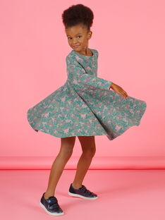 Vestido caqui y rosa con estampado floral para niña MAKAROB5 / 21W901I2ROB612