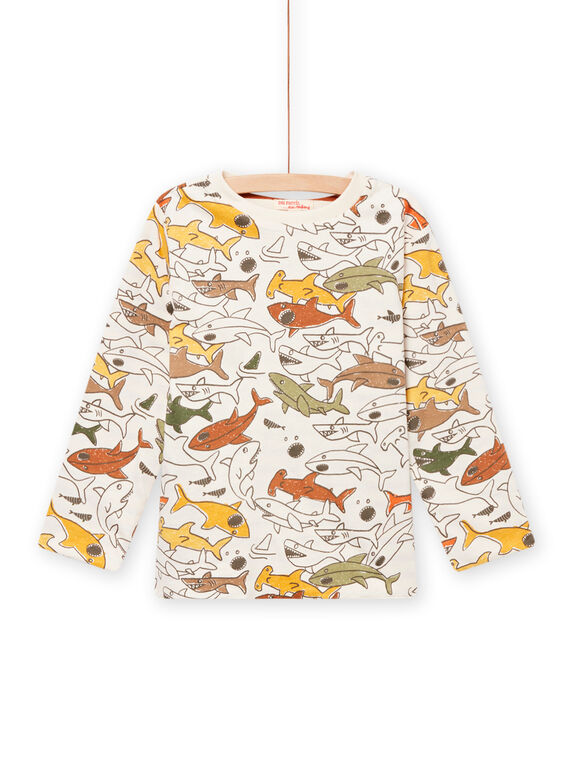 Camiseta de color hueso reversible con estampado de tiburones para niño NOVITEE1 / 22S902M3TML007