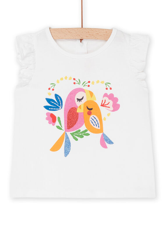 Camiseta blanca con estampado de pájaro RIPOPTI / 23SG09X1TMC000