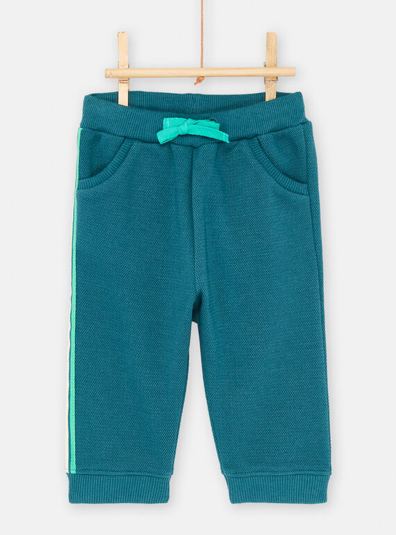 Pantalón verde botella de muletón piqué para bebé niño SUVERBAJOG / 23WG10J3PANG611