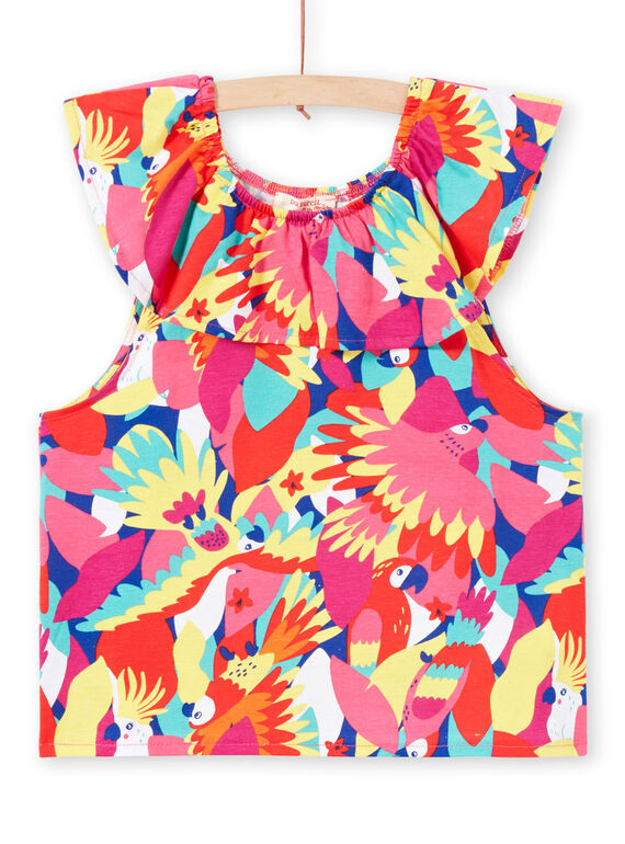 Camiseta con estampado de loros con volantes para niña JAMARTI2 / 20S901P1TMC000